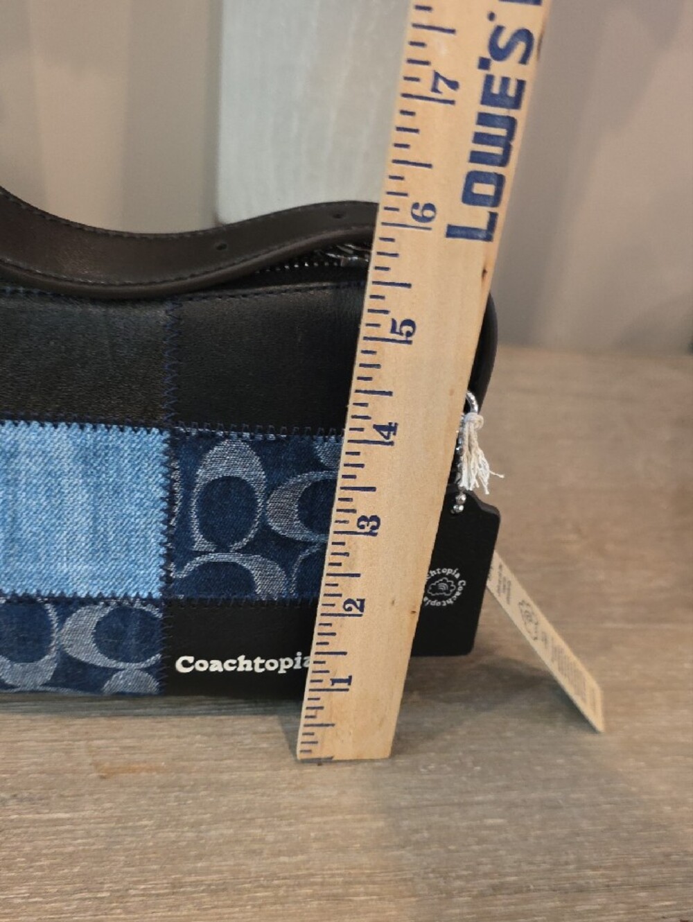 Coach Coachtopia Patchwork Denim & Black Leather Slouchy Shoulder Bag - Picture 8 of 11